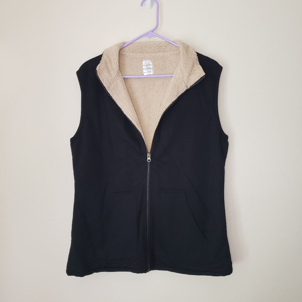 Lined black vest with cream lining size xl